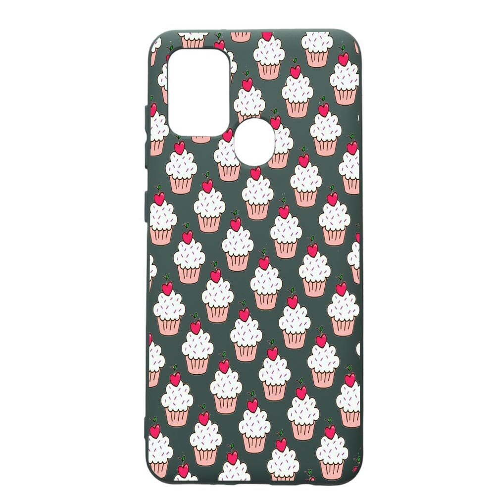 Husa Premium Silicon Compatibila Cu Samsung Galaxy A21S, Muffins, cu interiorul din material textil, protectie camera, Forest Green, PFG668
