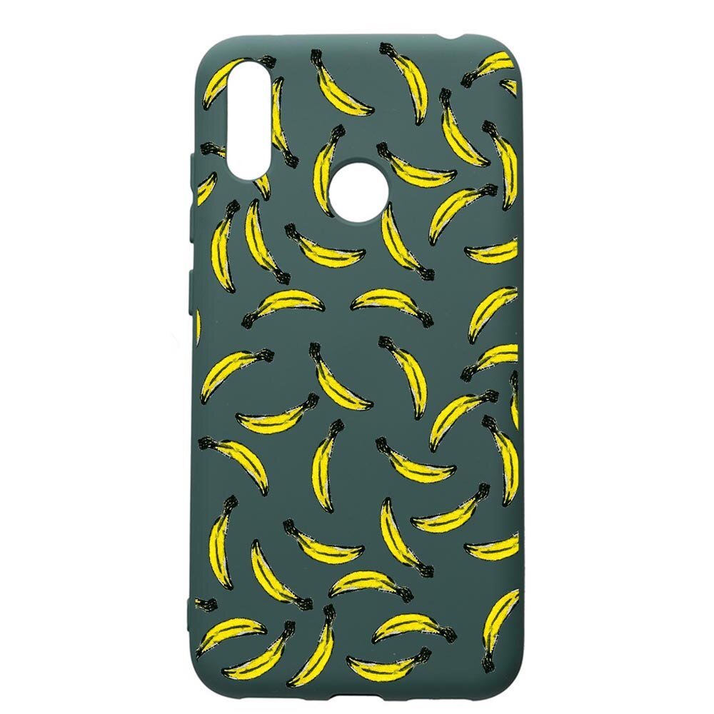 Husa Premium Silicon Compatibila Cu Huawei Y7 2019, Bananas, cu interiorul din material textil, protectie camera, Forest Green, PFG664