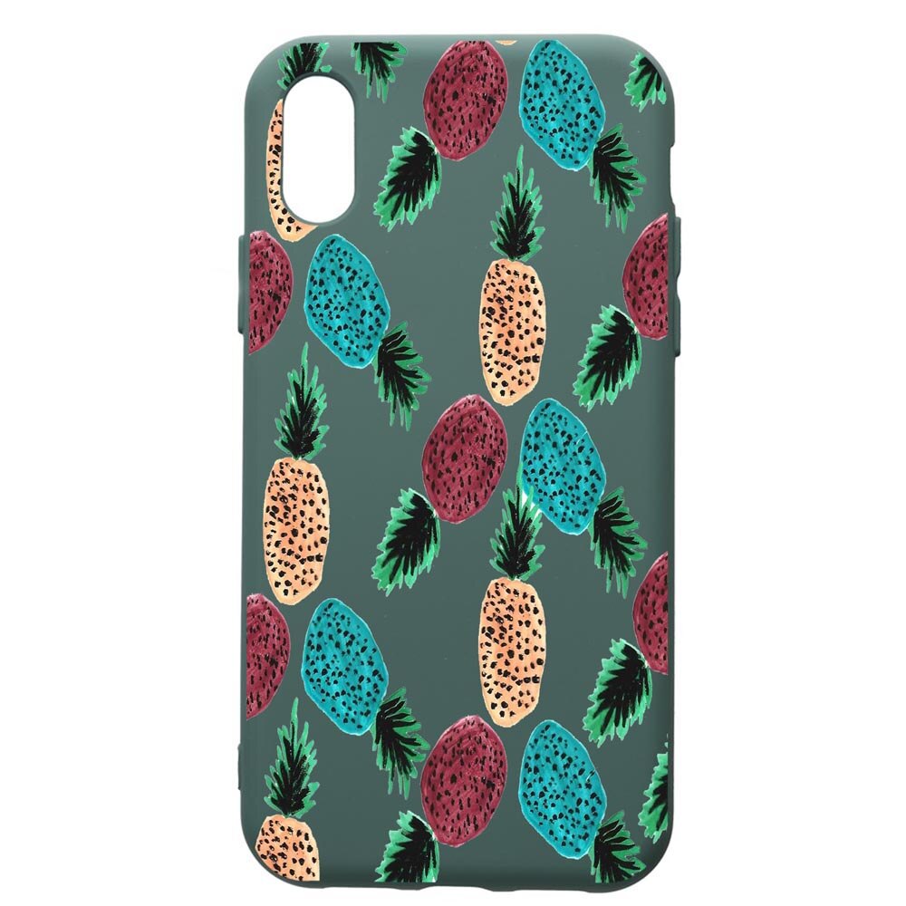 Husa Premium Silicon Compatibila Cu Samsung Galaxy A10, Ananas, cu interiorul din material textil, protectie camera, Forest Green, PFG669