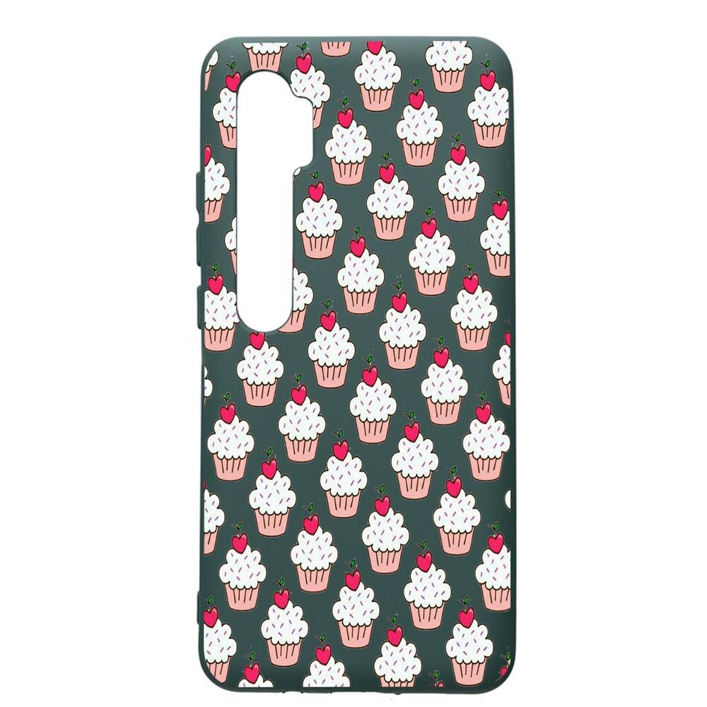 Husa Premium Silicon Compatibila Cu Xiaomi Mi Note 10, Muffins, cu interiorul din material textil, protectie camera, Forest Green, PFG668