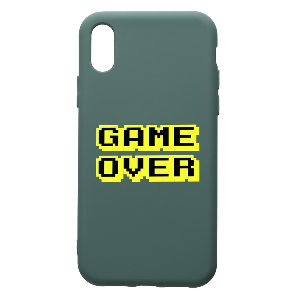 Husa Premium Silicon Compatibila Cu Apple iPhone XS / iPhone X, Game Over, cu interiorul din material textil, protectie camera, Forest Green, PFG671