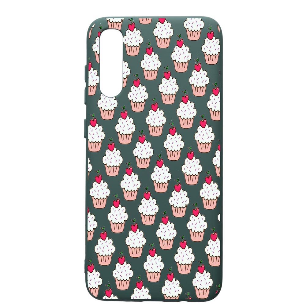 Husa Premium Silicon Compatibila Cu Samsung Galaxy A70, Muffins, cu interiorul din material textil, protectie camera, Forest Green, PFG668