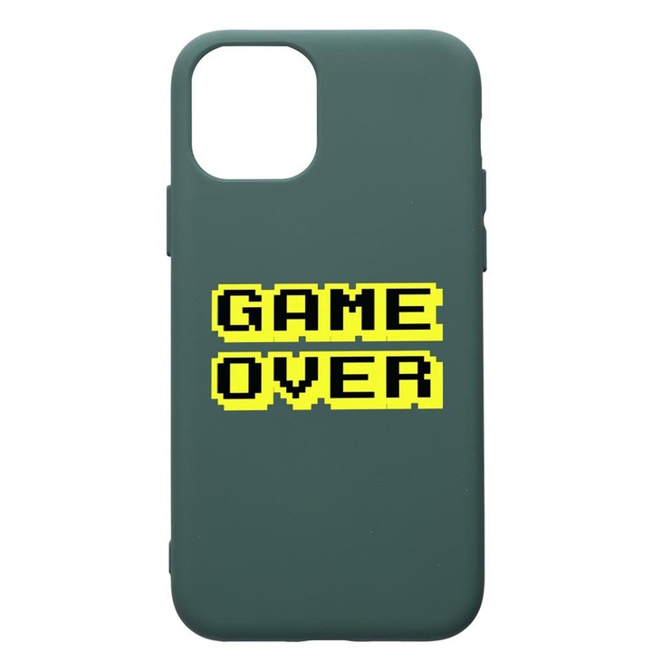 Husa Premium Silicon Compatibila Cu Apple iPhone 11 Pro Max, Game Over, cu interiorul din material textil, protectie camera, Forest Green, PFG671
