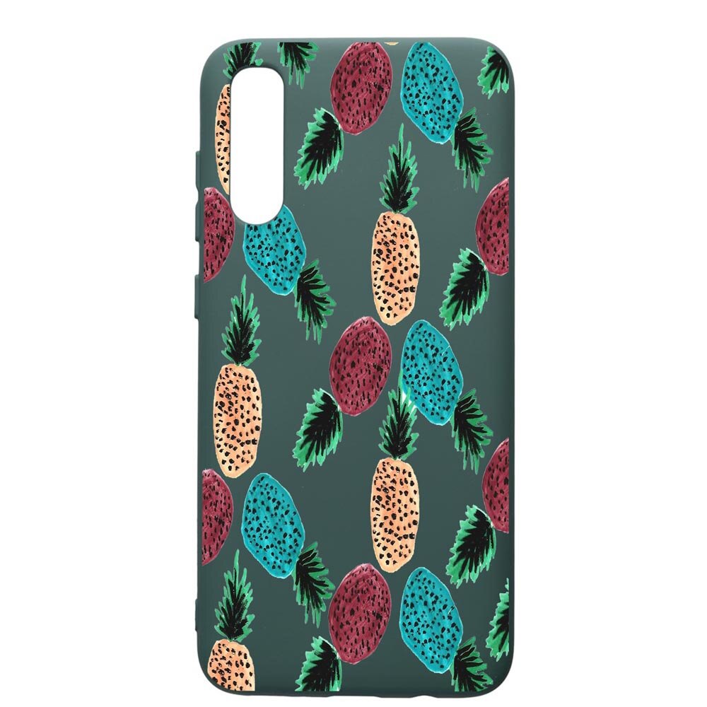 Husa Premium Silicon Compatibila Cu Samsung Galaxy A70, Ananas, cu interiorul din material textil, protectie camera, Forest Green, PFG669