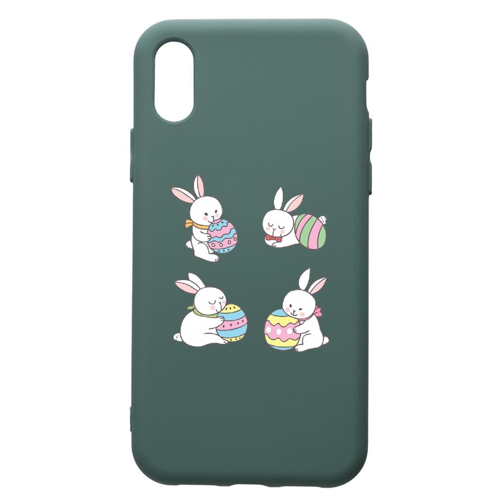 Husa Premium Silicon Compatibila Cu Huawei Y5 2019, Rabbit Easter, cu interiorul din material textil, protectie camera, Forest Green, PFG690