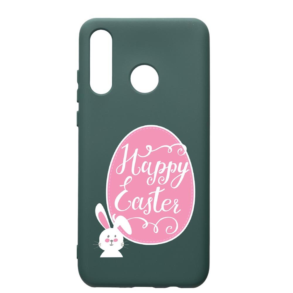 Husa Premium Silicon Compatibila Cu Huawei P30 Lite, Happy Easter, cu interiorul din material textil, protectie camera, Forest Green, PFG689