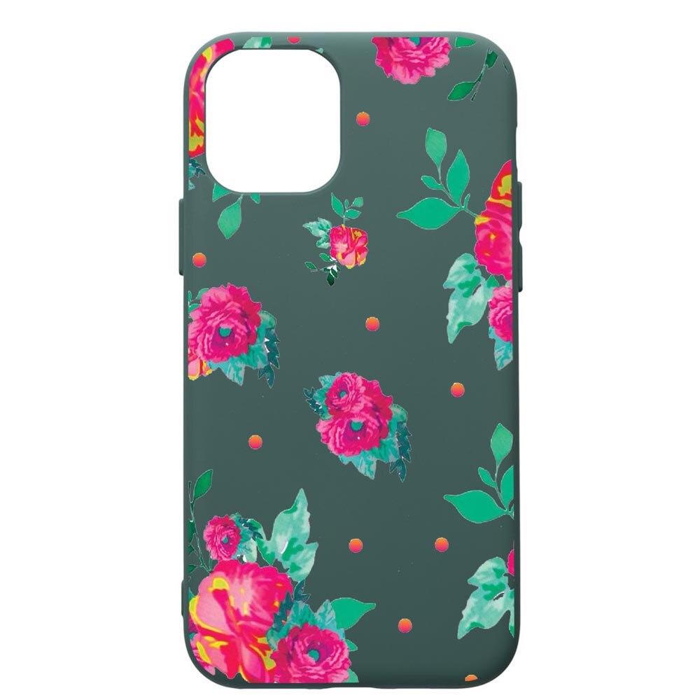 Husa Premium Silicon Compatibila Cu Apple iPhone 11, Roses - Pastel colors, cu interiorul din material textil, protectie camera, Forest Green, PFG688