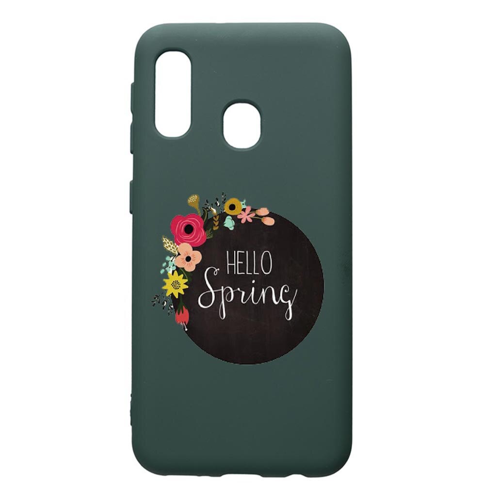 Husa Premium Silicon Compatibila Cu Samsung Galaxy A40, Hello Spring, cu interiorul din material textil, protectie camera, Forest Green, PFG684