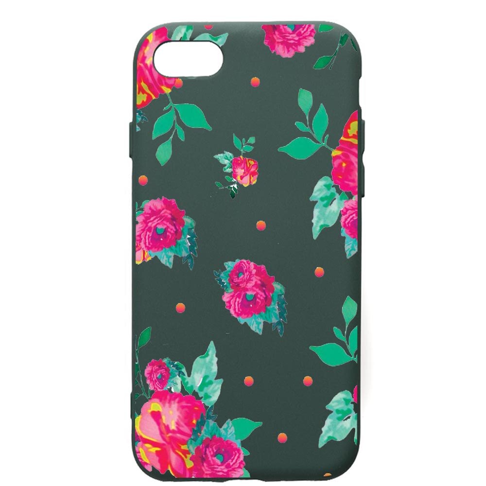 Husa Premium Silicon Compatibila Cu Apple iPhone SE 2 / iPhone 8 / iPhone 7, Roses - Pastel colors, cu interiorul din material textil, protectie camera, Forest Green, PFG688