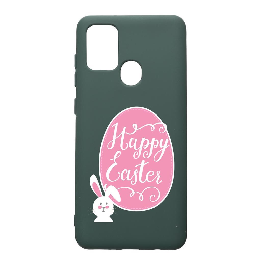 Husa Premium Silicon Compatibila Cu Huawei P Smart 2020, Happy Easter, cu interiorul din material textil, protectie camera, Forest Green, PFG689