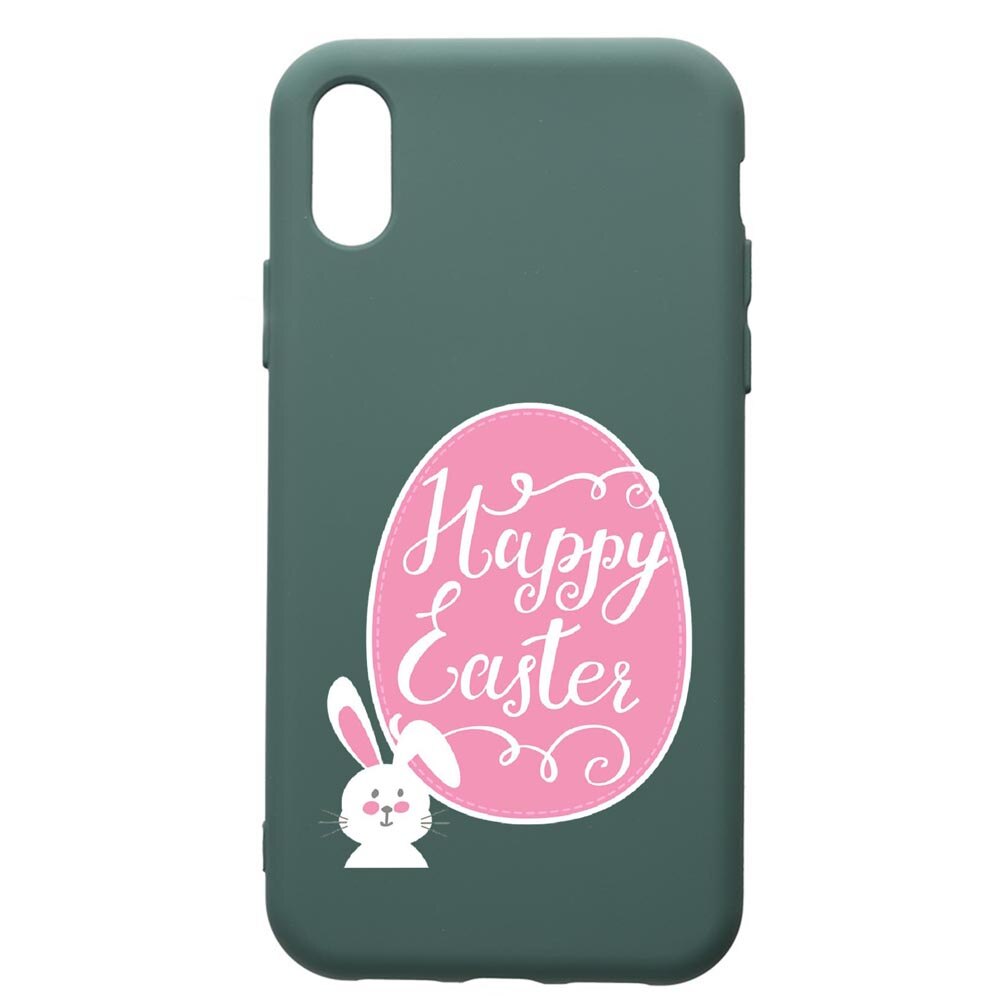 Husa Premium Silicon Compatibila Cu Huawei Y5 2019, Happy Easter, cu interiorul din material textil, protectie camera, Forest Green, PFG689