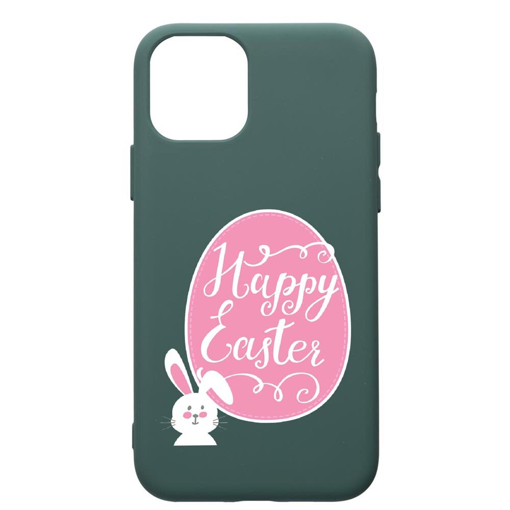 Husa Premium Silicon Compatibila Cu Apple iPhone 11 Pro, Happy Easter, cu interiorul din material textil, protectie camera, Forest Green, PFG689