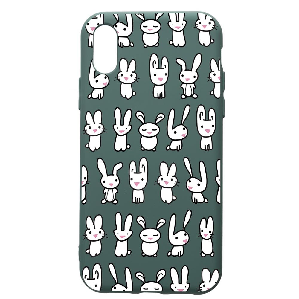 Husa Premium Silicon Compatibila Cu Huawei Y5 2019, Rabbits, cu interiorul din material textil, protectie camera, Forest Green, PFG691