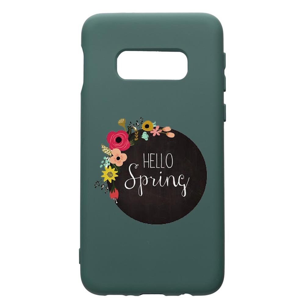 Husa Premium Silicon Compatibila Cu Samsung Galaxy S10e, Hello Spring, cu interiorul din material textil, protectie camera, Forest Green, PFG684