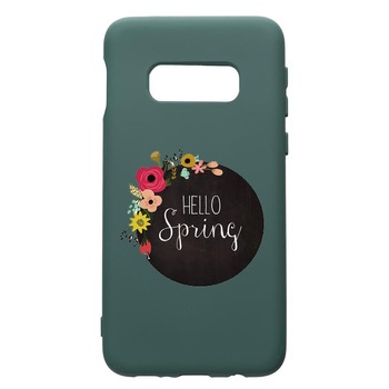 Husa Premium Silicon Compatibila Cu Samsung Galaxy S10e, Hello Spring, cu interiorul din material textil, protectie camera, Forest Green, PFG684 Husa Premium Silicon Compatibila Cu Samsung Galaxy S10e, Hello Spring, cu interiorul din material textil, protectie camera, Forest Green, PFG684