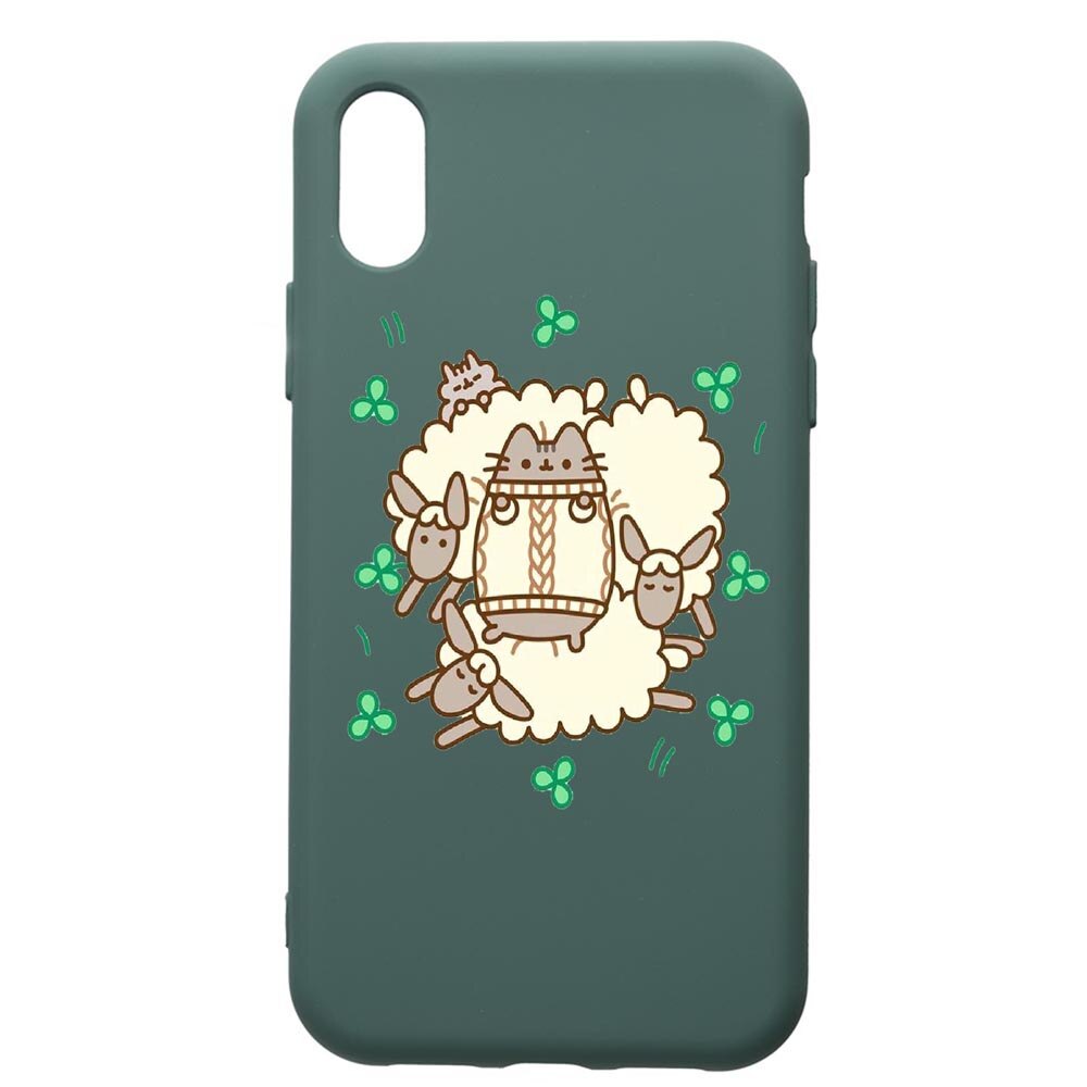 Husa Premium Silicon Compatibila Cu Apple iPhone XS Max, Rabbits - Lambs, cu interiorul din material textil, protectie camera, Forest Green, PFG692