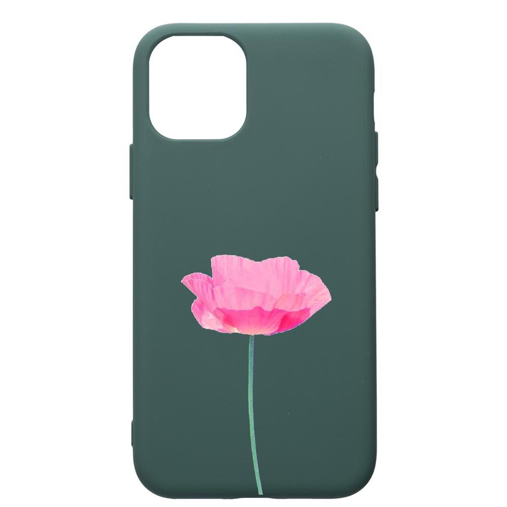 Husa Premium Silicon Compatibila Cu Apple iPhone 11, One Rose - Pastel colors, cu interiorul din material textil, protectie camera, Forest Green, PFG693