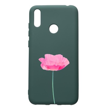 Husa Premium Silicon Compatibila Cu Huawei Y7 2019, One Rose - Pastel colors, cu interiorul din material textil, protectie camera, Forest Green, PFG693 Husa Premium Silicon Compatibila Cu Huawei Y7 2019, One Rose - Pastel colors, cu interiorul din material textil, protectie camera, Forest Green, PFG693