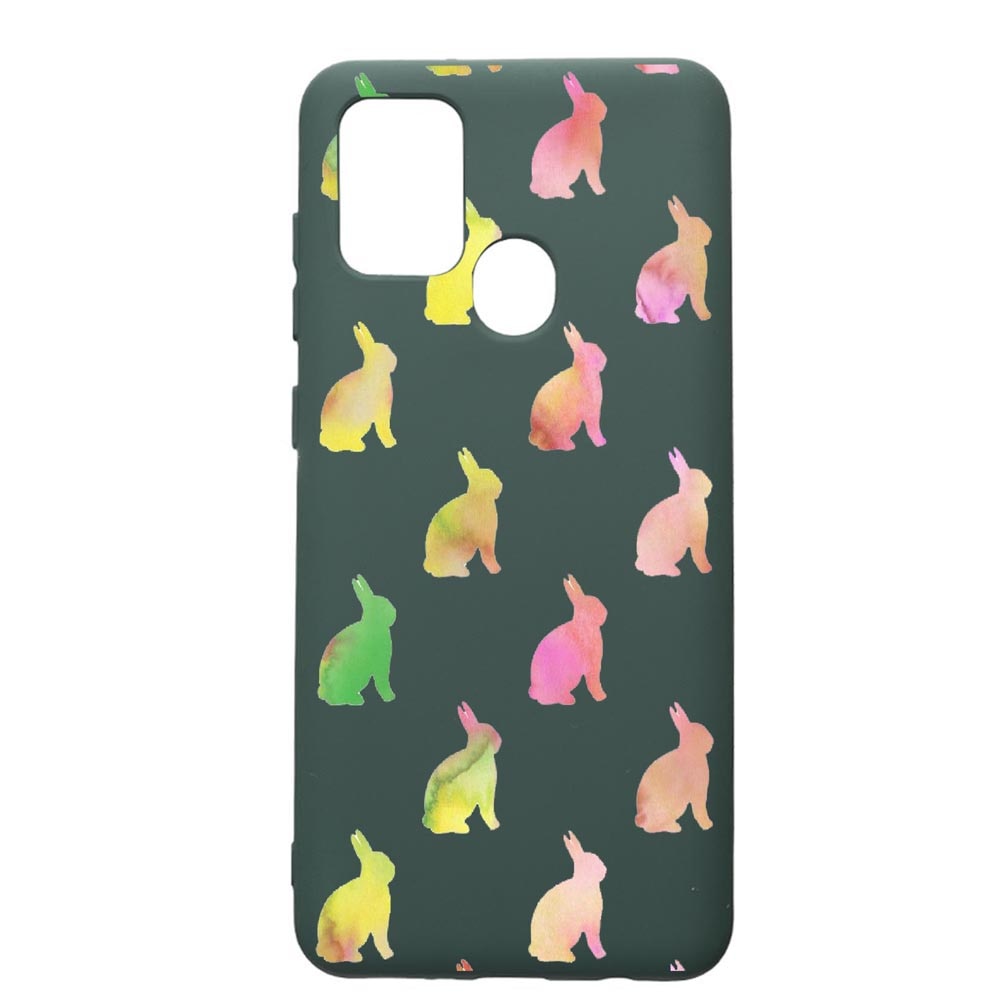 Husa Premium Silicon Compatibila Cu Samsung Galaxy A21S, Cool Rabbits, cu interiorul din material textil, protectie camera, Forest Green, PFG695