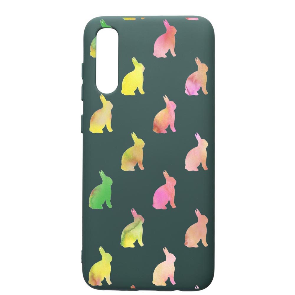 Husa Premium Silicon Compatibila Cu Samsung Galaxy A70, Cool Rabbits, cu interiorul din material textil, protectie camera, Forest Green, PFG695