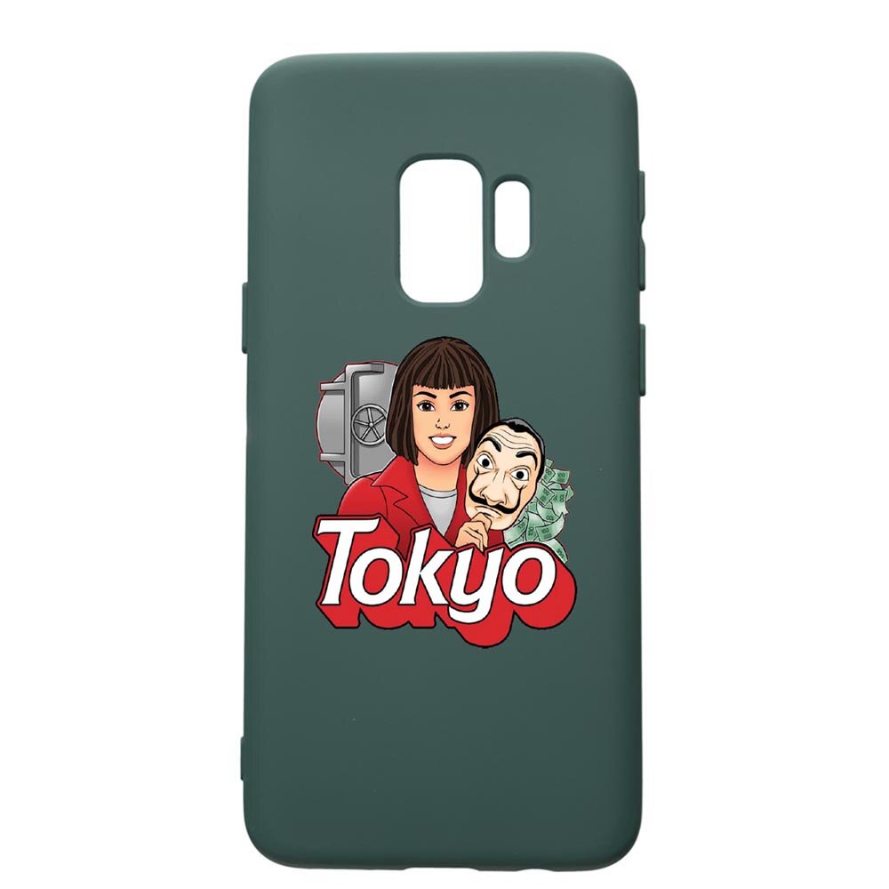 Husa Premium Silicon Compatibila Cu Samsung Galaxy S9, La Casa De Papel - Tokyo, cu interiorul din material textil, protectie camera, Forest Green, PFG717