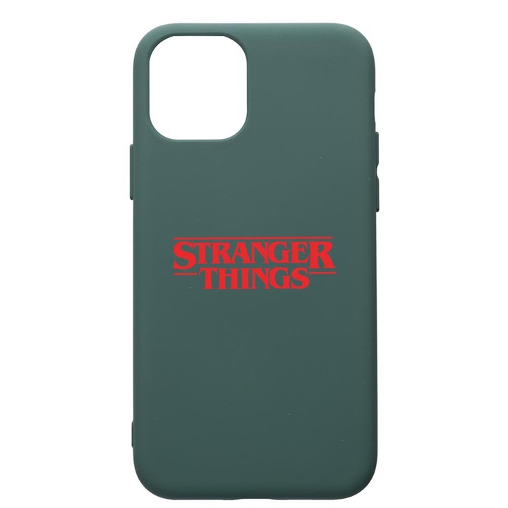 Husa Premium Silicon Compatibila Cu Apple iPhone 11 Pro Max, Stranger Things, cu interiorul din material textil, protectie camera, Forest Green, PFG721