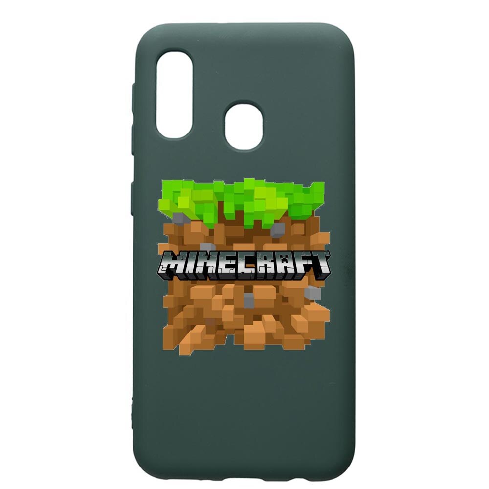 Husa Premium Silicon Compatibila Cu Samsung Galaxy A20E, Minecraft, cu interiorul din material textil, protectie camera, Forest Green, PFG726