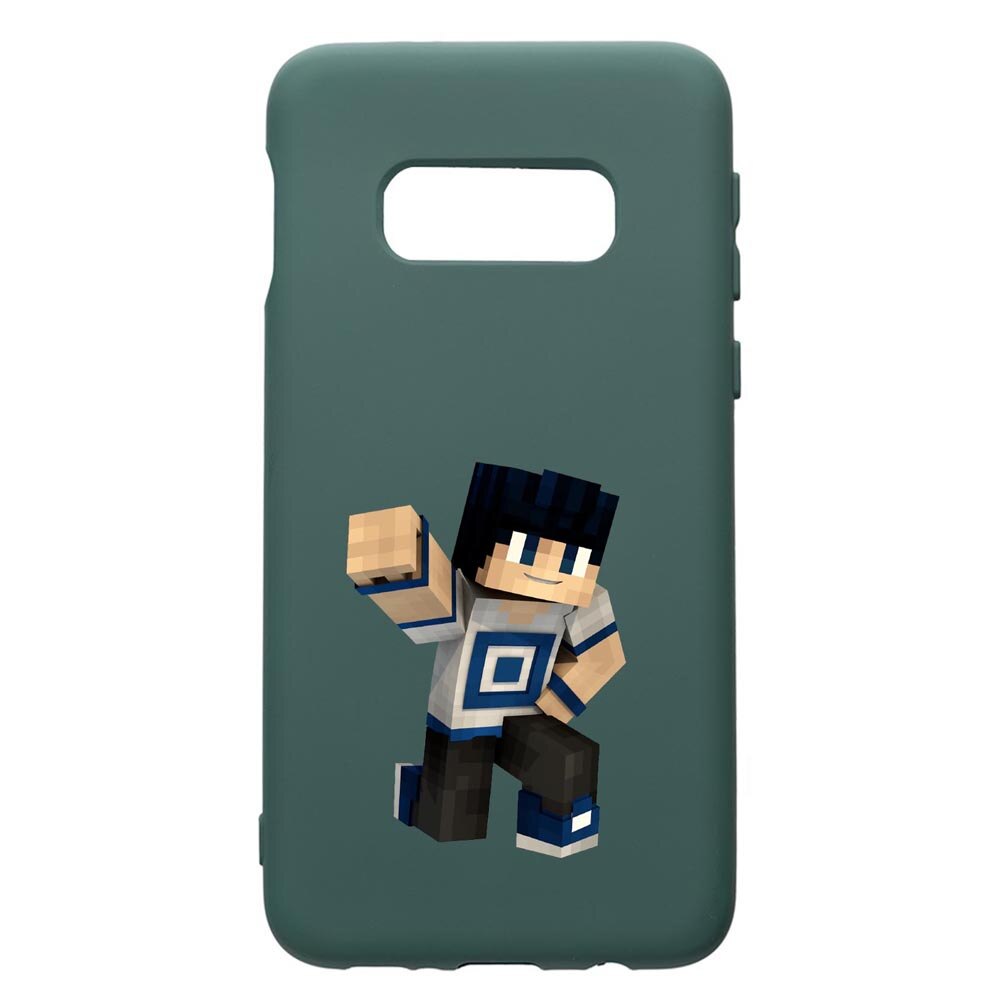 Husa Premium Silicon Compatibila Cu Samsung Galaxy S8, Minecraft, cu interiorul din material textil, protectie camera, Forest Green, PFG725