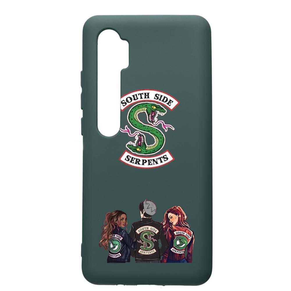 Husa Premium Silicon Compatibila Cu Xiaomi Mi Note 10, Riverdale, cu interiorul din material textil, protectie camera, Forest Green, PFG723