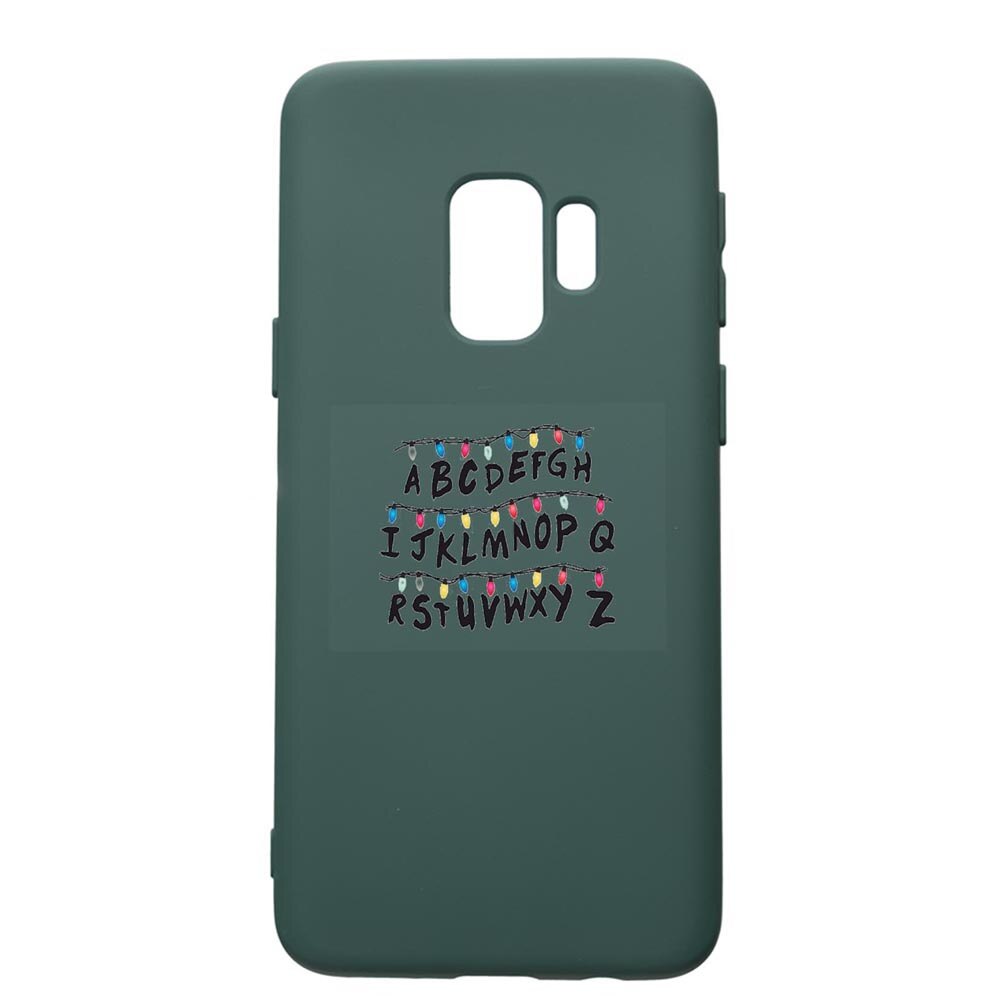 Husa Premium Silicon Compatibila Cu Samsung Galaxy S9, Stranger Things, cu interiorul din material textil, protectie camera, Forest Green, PFG720