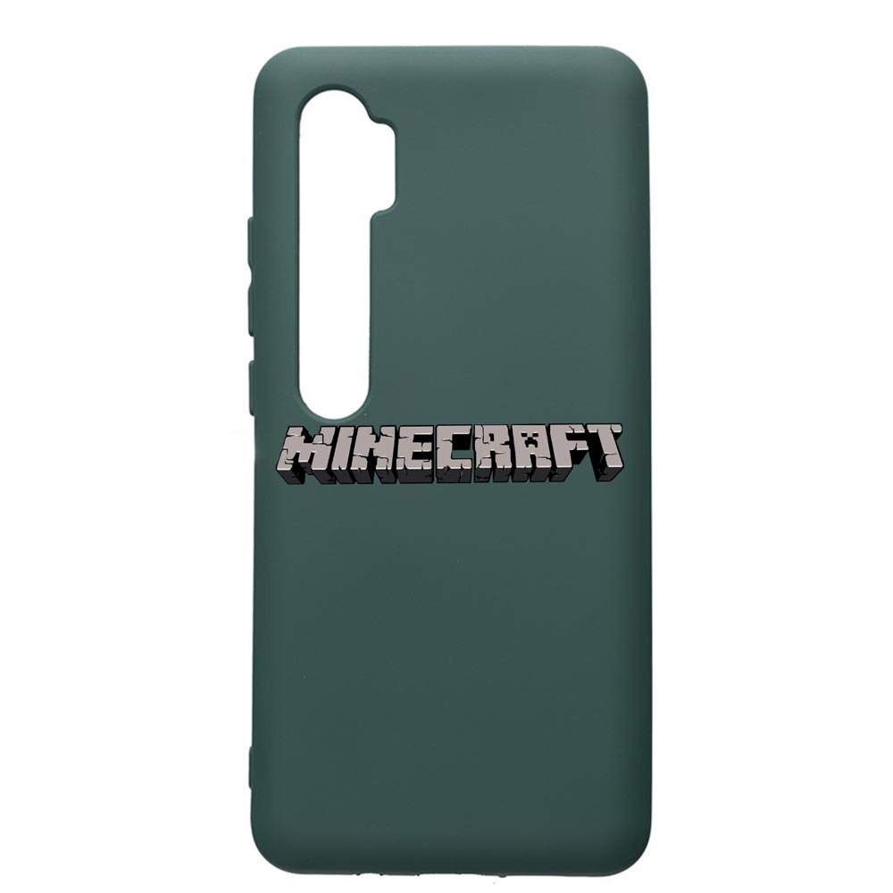Husa Premium Silicon Compatibila Cu Xiaomi Mi Note 10, Minecraft, cu interiorul din material textil, protectie camera, Forest Green, PFG729