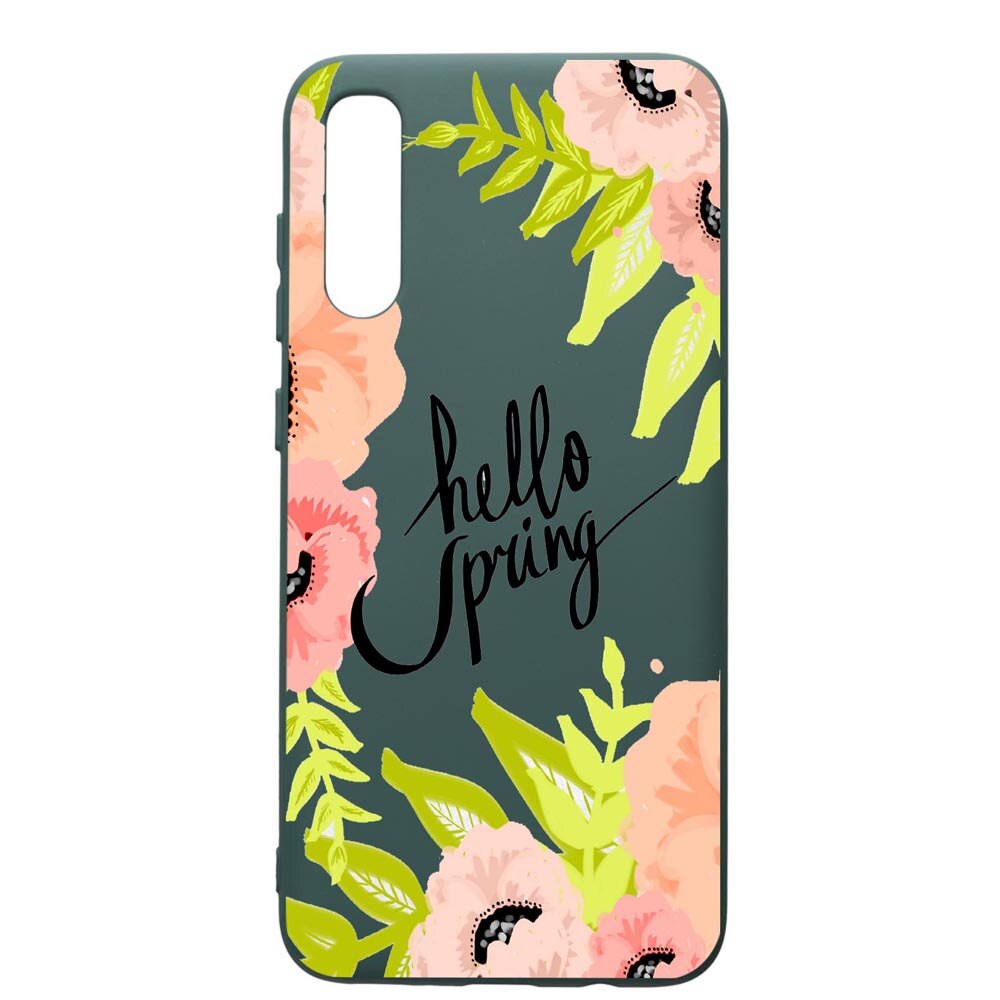 Husa Premium Silicon Compatibila Cu Samsung Galaxy A70, Hello Spring, cu interiorul din material textil, protectie camera, Forest Green, PFG685
