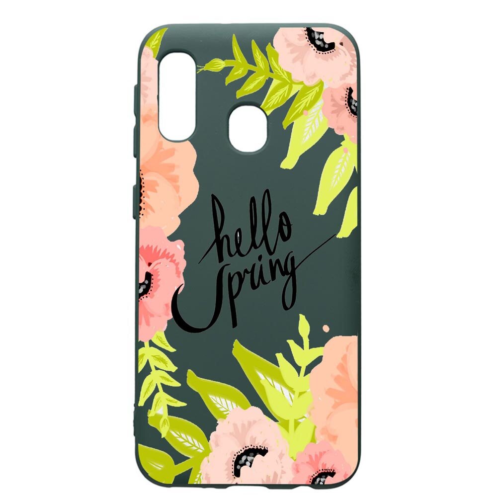 Husa Premium Silicon Compatibila Cu Samsung Galaxy A40, Hello Spring, cu interiorul din material textil, protectie camera, Forest Green, PFG685