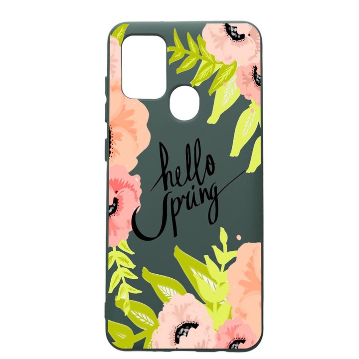 Husa Premium Silicon Compatibila Cu Huawei P Smart 2020, Hello Spring, cu interiorul din material textil, protectie camera, Forest Green, PFG685