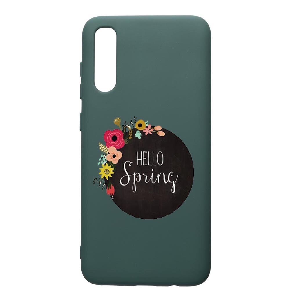 Husa Premium Silicon Compatibila Cu Samsung Galaxy A70, Hello Spring, cu interiorul din material textil, protectie camera, Forest Green, PFG684