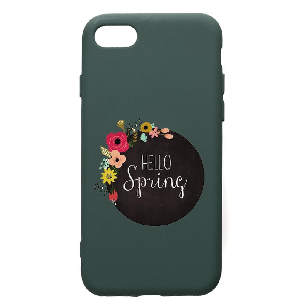 Husa Premium Silicon Compatibila Cu Apple iPhone SE 2 / iPhone 8 / iPhone 7, Hello Spring, cu interiorul din material textil, protectie camera, Forest Green, PFG684
