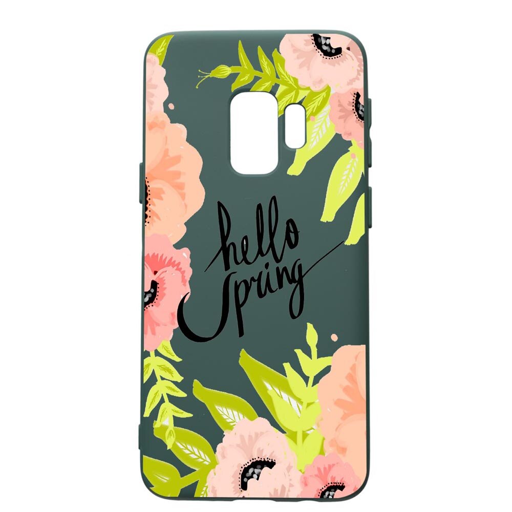 Husa Premium Silicon Compatibila Cu Samsung Galaxy S9, Hello Spring, cu interiorul din material textil, protectie camera, Forest Green, PFG685