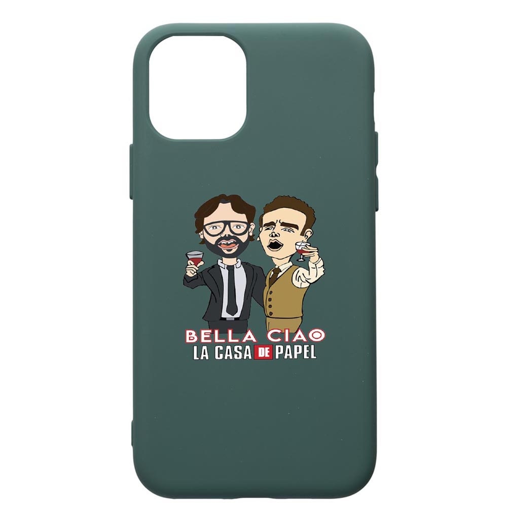 Husa Premium Silicon Compatibila Cu Apple iPhone 11, La Casa De Papel - Berlin - Profesor, cu interiorul din material textil, protectie camera, Forest Green, PFG711
