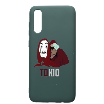 Husa Premium Silicon Compatibila Cu Samsung Galaxy A70, La Casa De Papel - Tokyo, cu interiorul din material textil, protectie camera, Forest Green, PFG710 Husa Premium Silicon Compatibila Cu Samsung Galaxy A70, La Casa De Papel - Tokyo, cu interiorul din material textil, protectie camera, Forest Green, PFG710