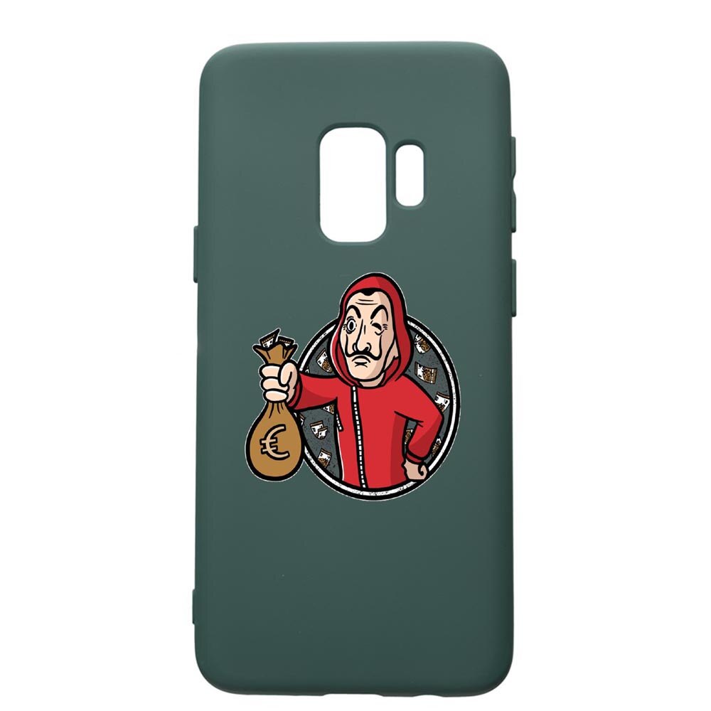 Husa Premium Silicon Compatibila Cu Samsung Galaxy S9, La Casa De Papel, cu interiorul din material textil, protectie camera, Forest Green, PFG700