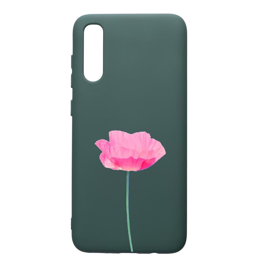 Husa Premium Silicon Compatibila Cu Samsung Galaxy A70, One Rose - Pastel colors, cu interiorul din material textil, protectie camera, Forest Green, PFG693
