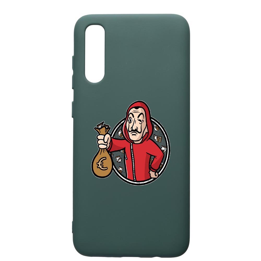 Husa Premium Silicon Compatibila Cu Samsung Galaxy A70, La Casa De Papel, cu interiorul din material textil, protectie camera, Forest Green, PFG700