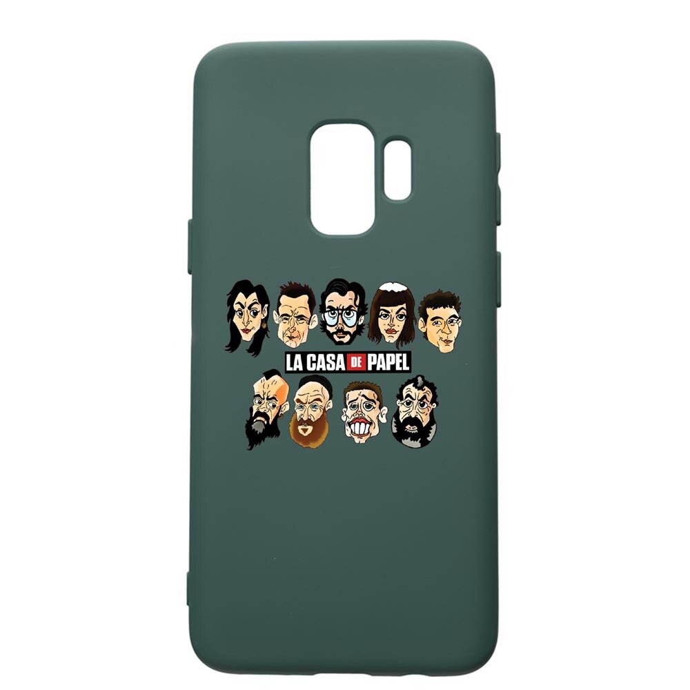Husa Premium Silicon Compatibila Cu Samsung Galaxy S9, La Casa De Papel, cu interiorul din material textil, protectie camera, Forest Green, PFG713