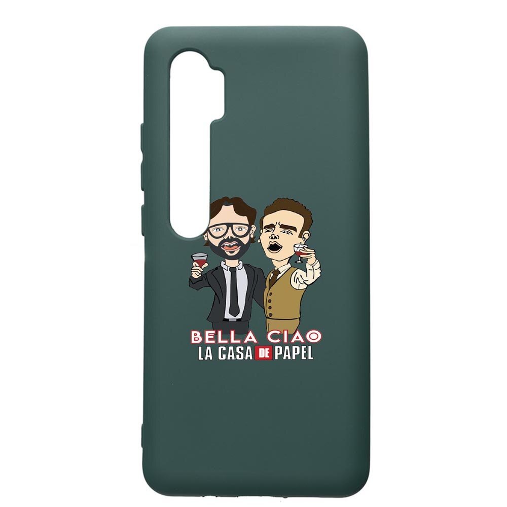 Husa Premium Silicon Compatibila Cu Xiaomi Mi Note 10, La Casa De Papel - Berlin - Profesor, cu interiorul din material textil, protectie camera, Forest Green, PFG711