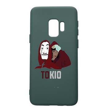 Husa Premium Silicon Compatibila Cu Samsung Galaxy S9, La Casa De Papel - Tokyo, cu interiorul din material textil, protectie camera, Forest Green, PFG710 Husa Premium Silicon Compatibila Cu Samsung Galaxy S9, La Casa De Papel - Tokyo, cu interiorul din material textil, protectie camera, Forest Green, PFG710