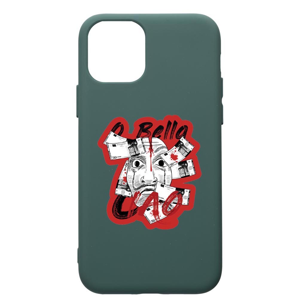 Husa Premium Silicon Compatibila Cu Apple iPhone 11 Pro Max, La Casa De Papel, cu interiorul din material textil, protectie camera, Forest Green, PFG716