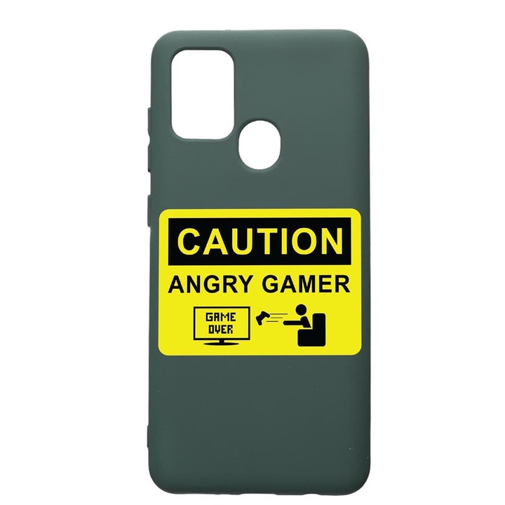 Husa Premium Silicon Compatibila Cu Huawei P Smart 2020, Gamer - Angry Gamer, cu interiorul din material textil, protectie camera, Forest Green, PFG673