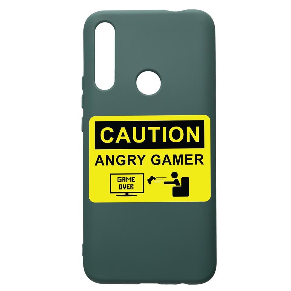 Husa Premium Silicon Compatibila Cu Huawei P Smart Z, Gamer - Angry Gamer, cu interiorul din material textil, protectie camera, Forest Green, PFG673