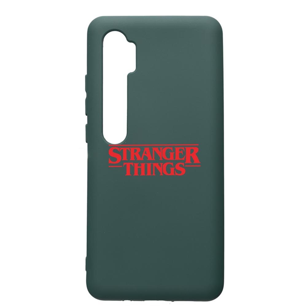 Husa Premium Silicon Compatibila Cu Xiaomi Mi Note 10, Stranger Things, cu interiorul din material textil, protectie camera, Forest Green, PFG721