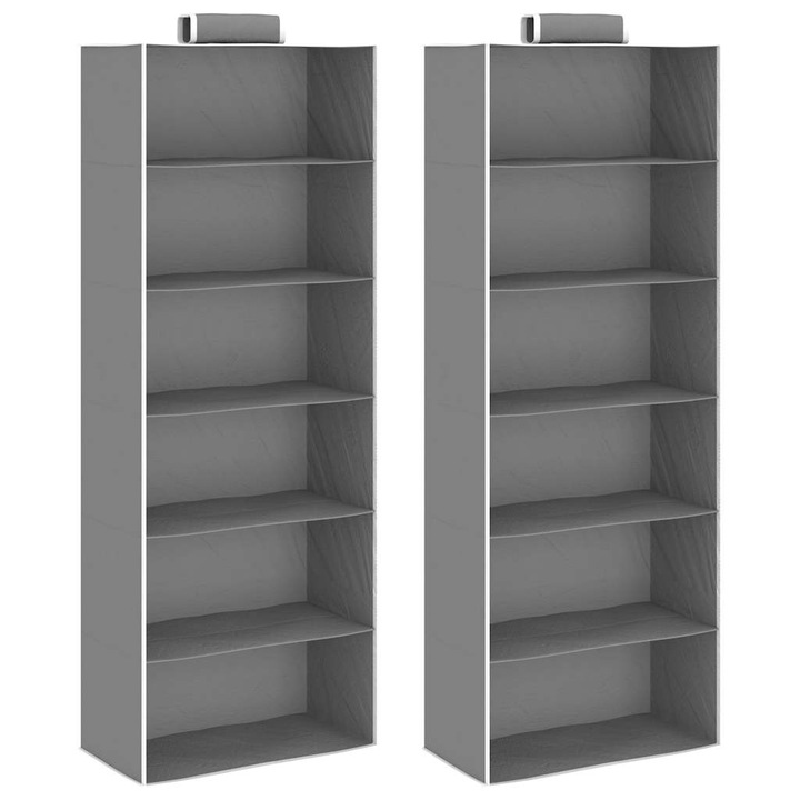 Set organizatoare suspendate dulap vidaXL, 2 buc., cu 6 rafturi, textil 288326